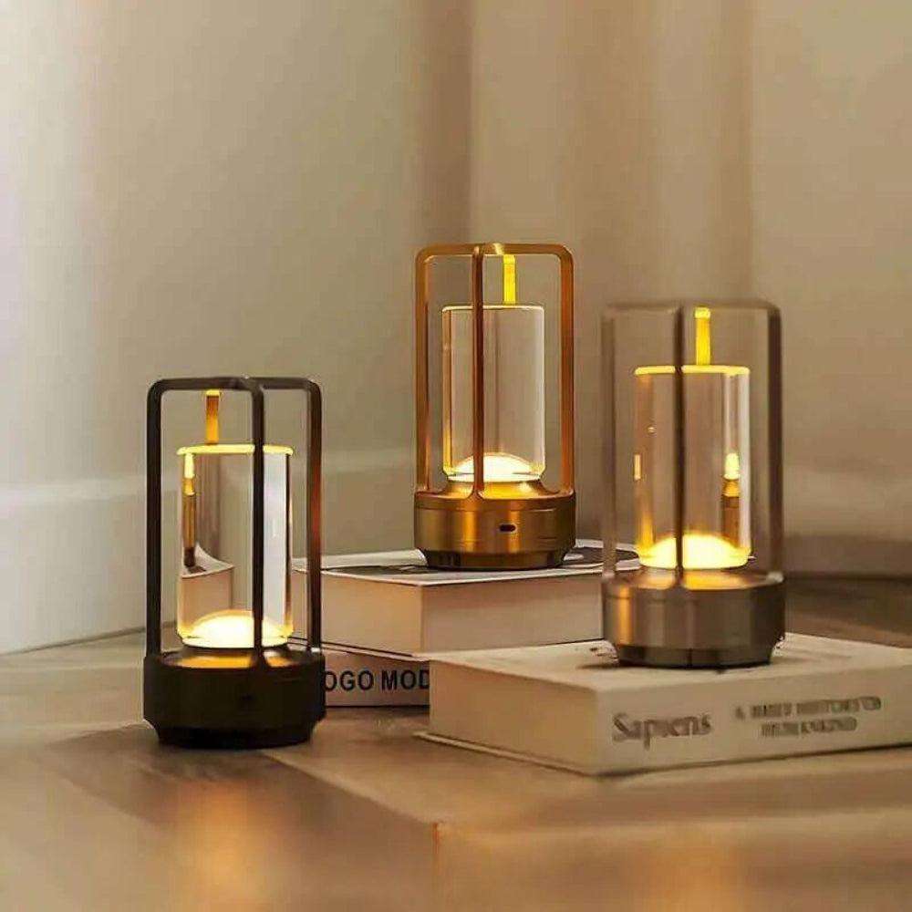 Lunara – Lanterne Cristal Nordique Rechargeable et Élégante