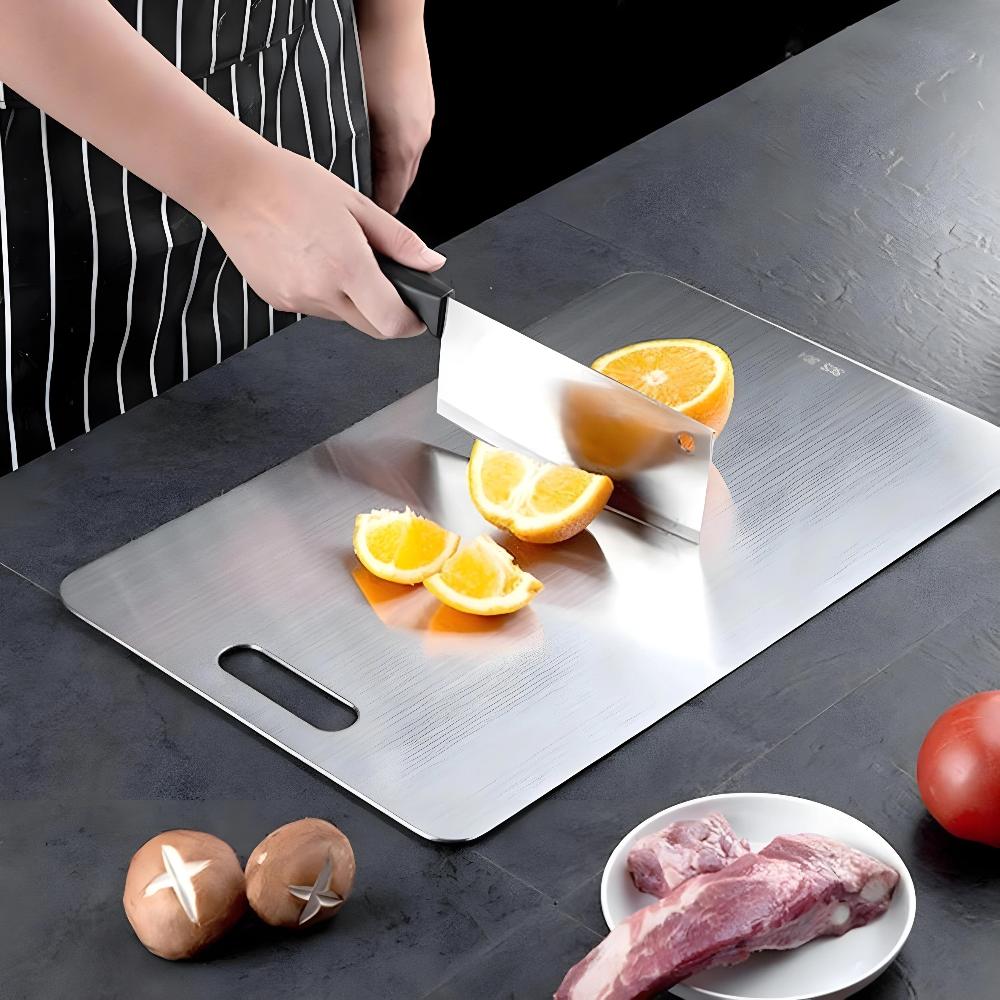 Solara – Planche à Découper en Acier Inoxydable Premium et Hygiénique