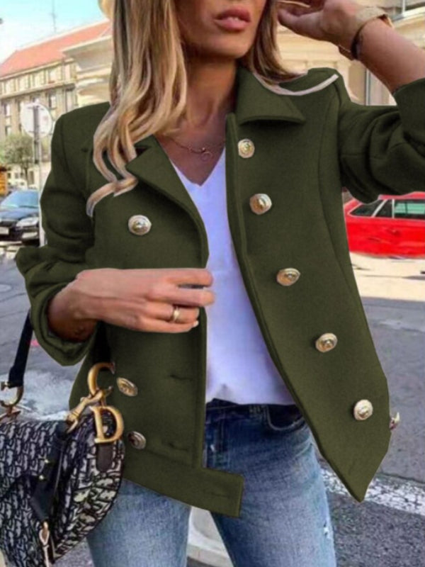 Veste de designer courte avec boutons dorés pour femmes - Aurelles