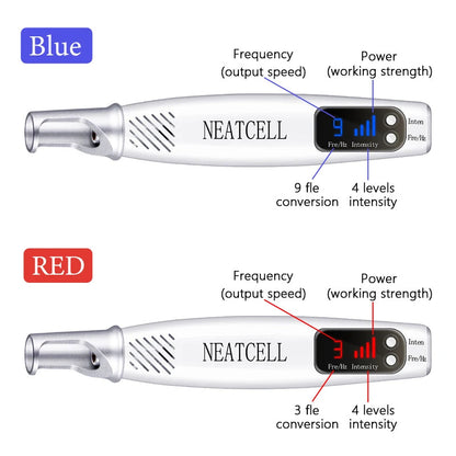 Dual Mode Blue and Red Picosecond Light Pen, Adjustable Intensity for Fading Spots, Freckles and Tattoo Ink