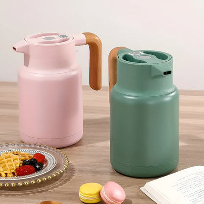 Terra – Carafe Thermique Élégante à Poignée en Bois