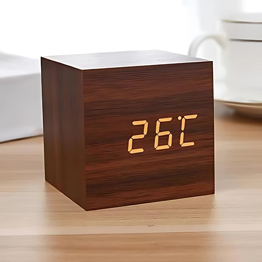 Lunara – Réveil LED Cube Minimaliste et Chaleureux