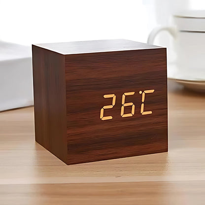Lunara – Réveil LED Cube Minimaliste et Chaleureux