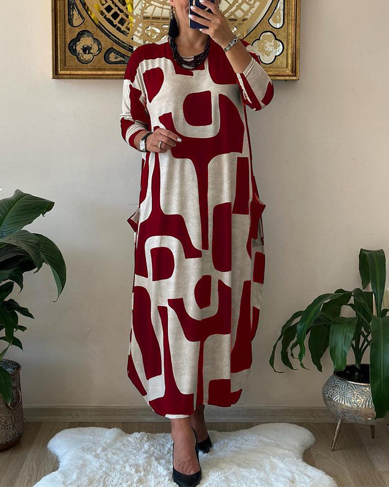 Robe à manches longues pour femmes avec imprimé tendance