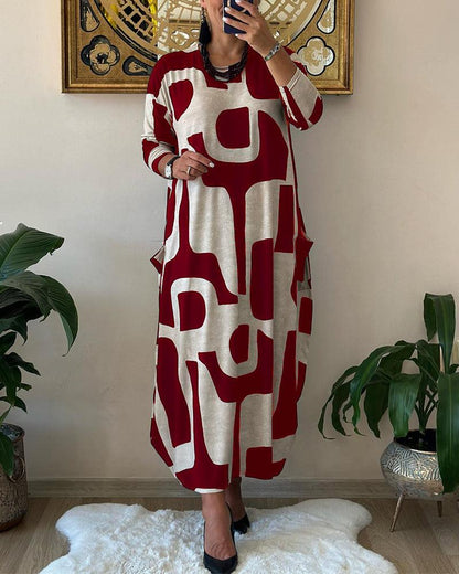 Robe à manches longues pour femmes avec imprimé tendance