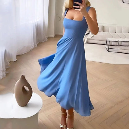 Mode Femme, Robes Élégantes Sans Manches de Couleur Unie - Aurelles