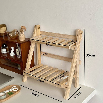 Étagère de Bureau à Deux Niveaux en Bois, Petit Rangement à Poser pour Bureau, Plan de Travail et Salle de Bain