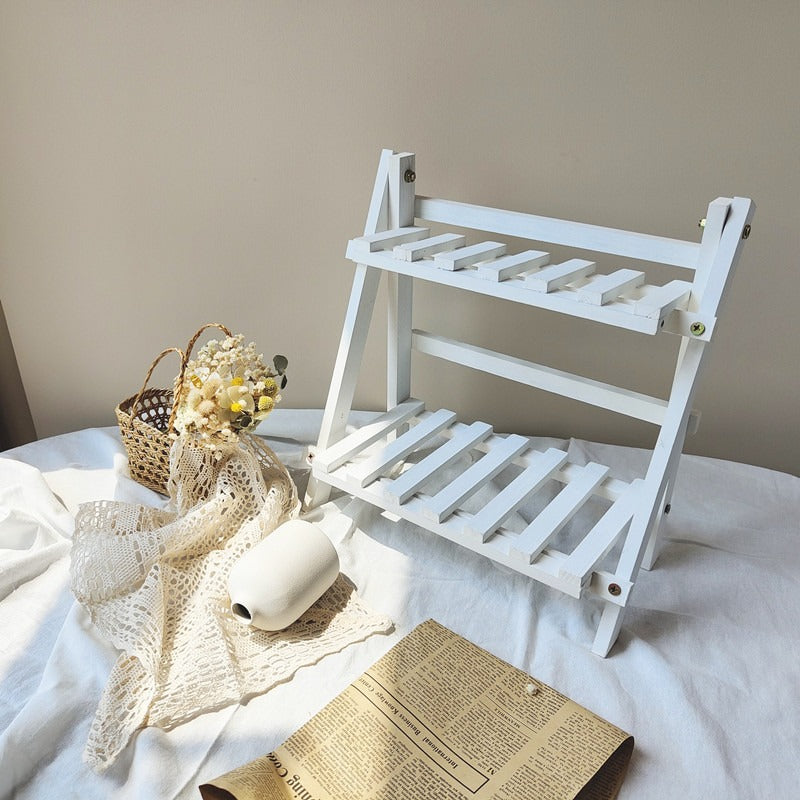 Étagère de Bureau à Deux Niveaux en Bois, Petit Rangement à Poser pour Bureau, Plan de Travail et Salle de Bain