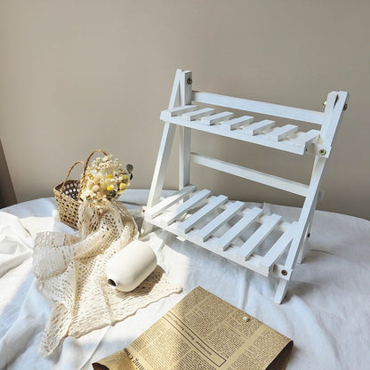 Étagère de Bureau à Deux Niveaux en Bois, Petit Rangement à Poser pour Bureau, Plan de Travail et Salle de Bain