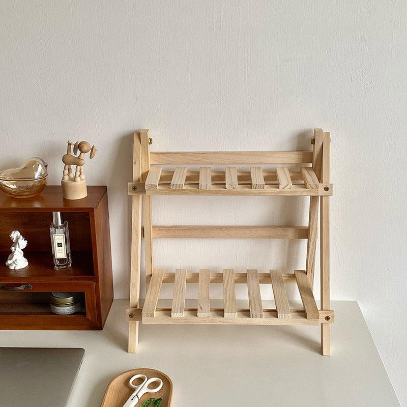 Étagère de Bureau à Deux Niveaux en Bois, Petit Rangement à Poser pour Bureau, Plan de Travail et Salle de Bain
