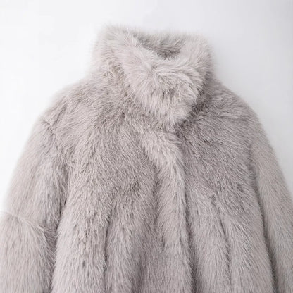 Manteau Femme Élégant en Simili Cuir & Fourrure - Aurelles