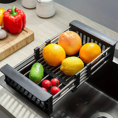 Panier Égouttoir Extensible pour Évier en Acier Inoxydable avec Panneaux Latéraux Réglables