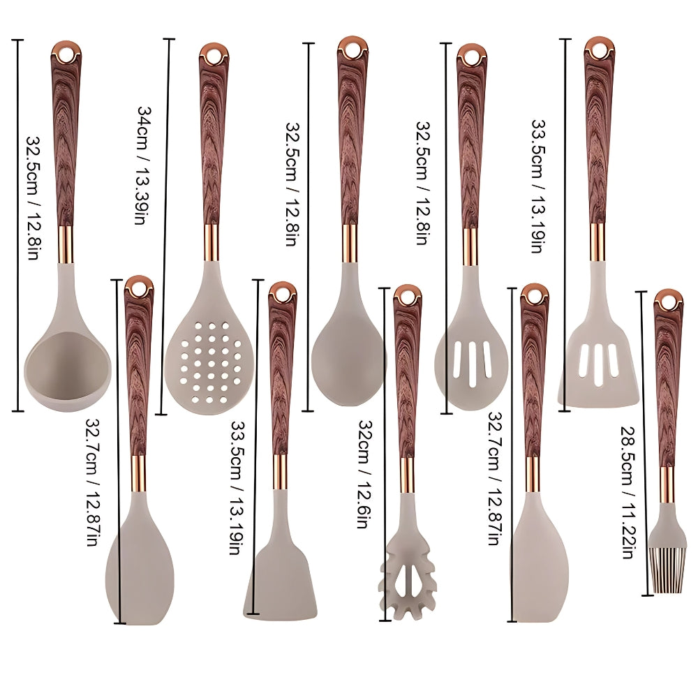 Velora – Ensemble d’Ustensiles de Cuisine en Silicone Premium et Résistant (10 Pièces)