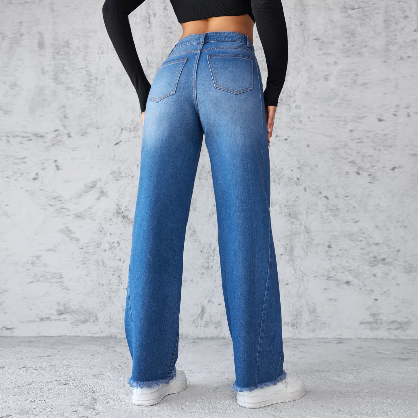 Jean Large Droit Taille Haute pour femmes - Aurelles