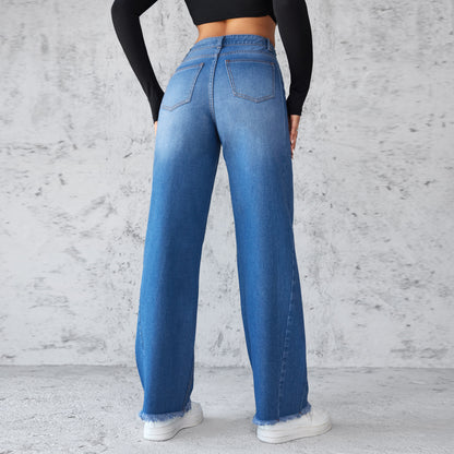 Jean Large Droit Taille Haute pour femmes - Aurelles