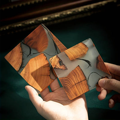 Lunara – Sous-Verres en Résine et Bois Naturel