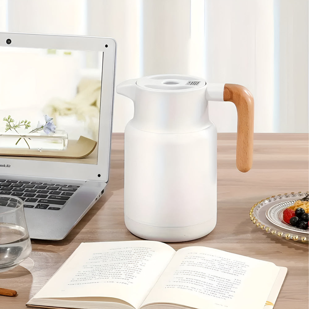 Terra – Carafe Thermique Élégante à Poignée en Bois