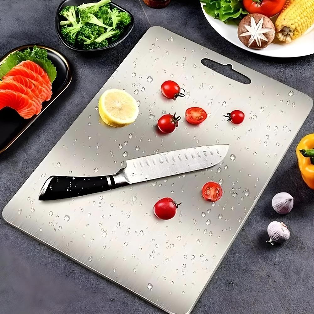 Solara – Planche à Découper en Acier Inoxydable Premium et Hygiénique