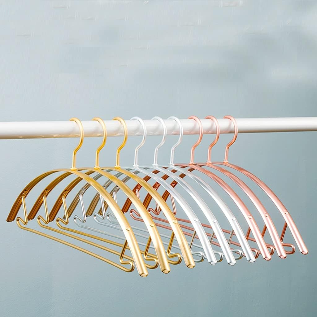 Cintres en Aluminium Arrondis pour Vêtements, Épaules Anti-Marques, Profil Fin Antidérapant avec Barre pour Pantalons