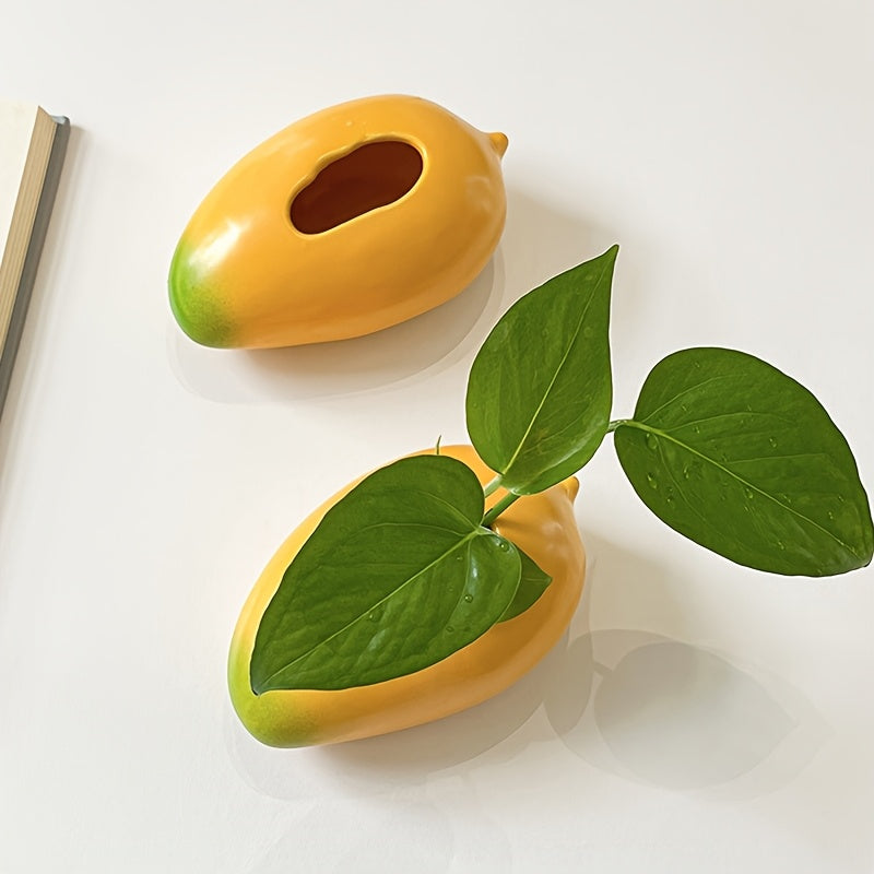 Mango-Shaped Ceramic Flower Pot with Glossy Glaze for Indoor Plants