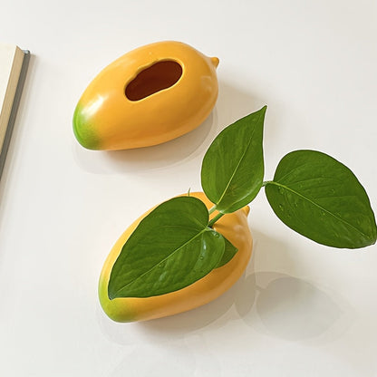 Mango-Shaped Ceramic Flower Pot with Glossy Glaze for Indoor Plants