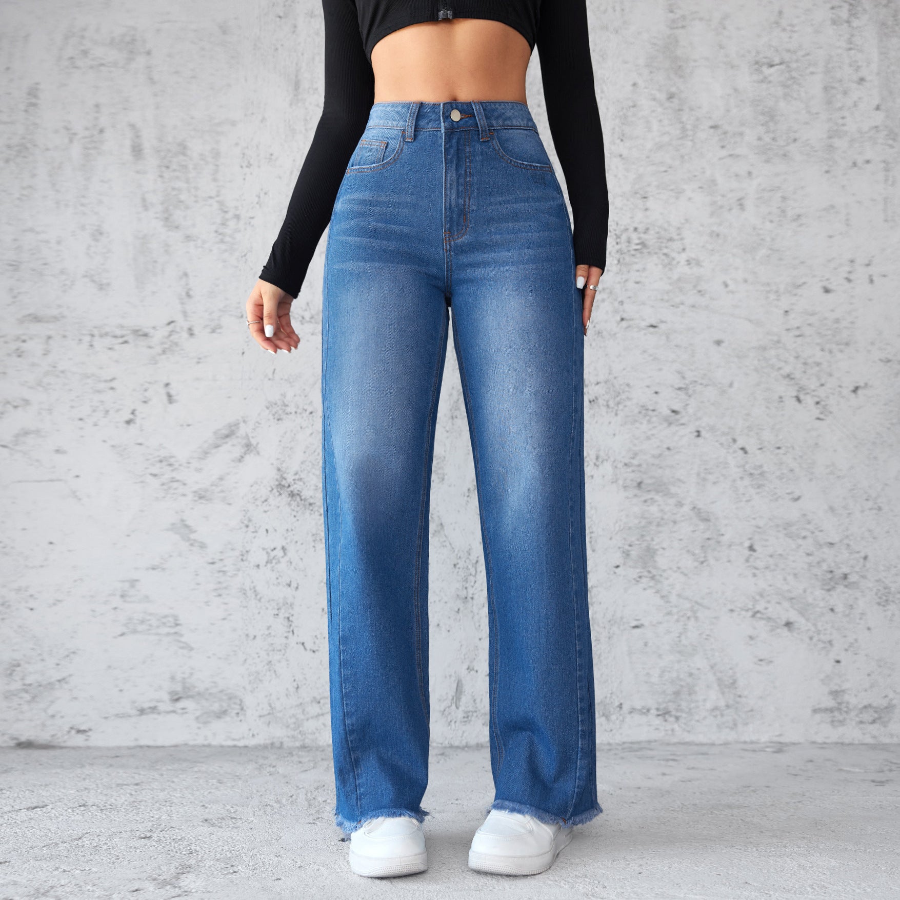 Jean Large Droit Taille Haute pour femmes - Aurelles