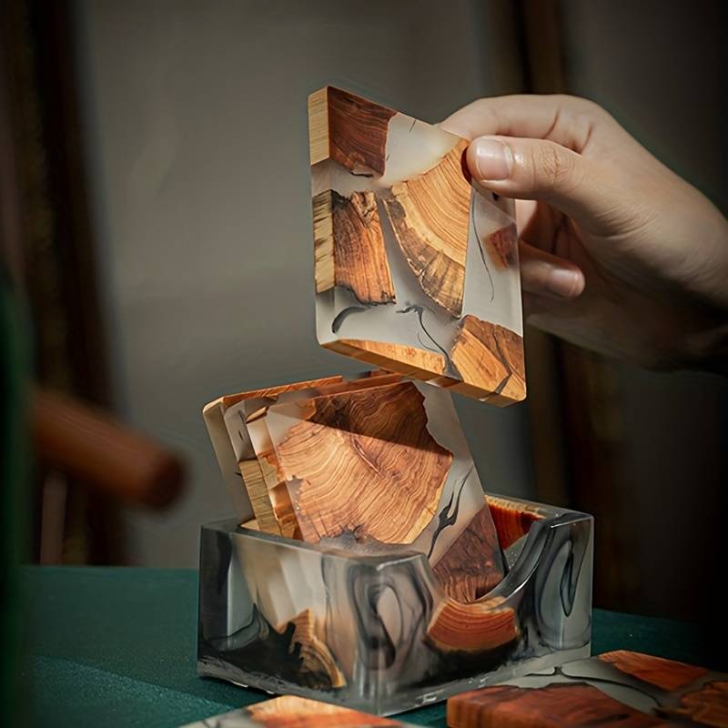 Lunara – Sous-Verres en Résine et Bois Naturel