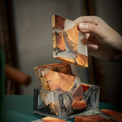 Lunara – Sous-Verres en Résine et Bois Naturel