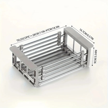 Panier Égouttoir Extensible pour Évier en Acier Inoxydable avec Panneaux Latéraux Réglables