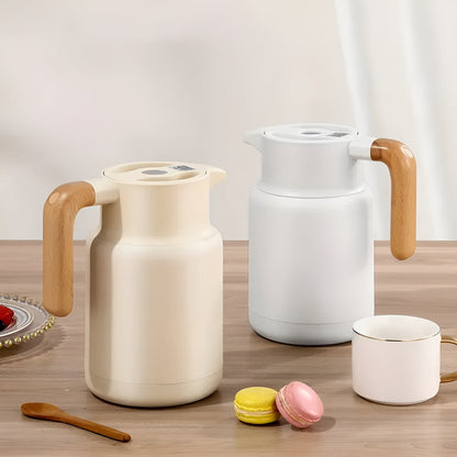 Terra – Carafe Thermique Élégante à Poignée en Bois