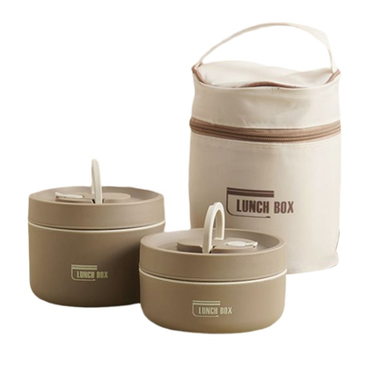 Lunch Box Isotherme Empilable en Acier Inoxydable avec Compartiments Séparés et Poignée de Transport pour Repas Chauds