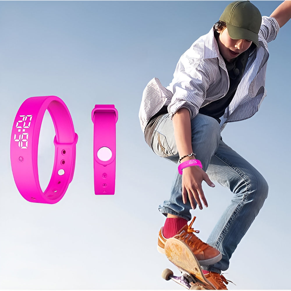 Bracelet Connecté Fitness en Silicone Étanche avec Affichage LED Notifications par Vibration pour Sport et Quotidien