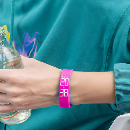 Bracelet Connecté Fitness en Silicone Étanche avec Affichage LED Notifications par Vibration pour Sport et Quotidien