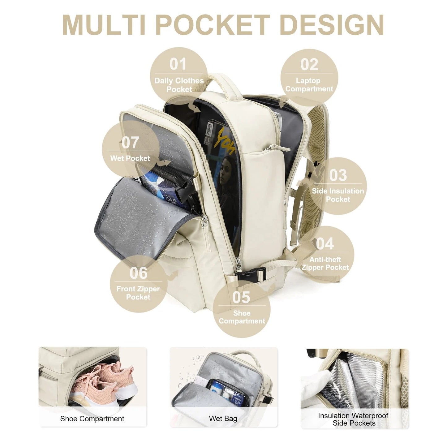Aventora – Grand Sac À Dos Étanche Multifonction 35L Pour Voyage Et Randonnée