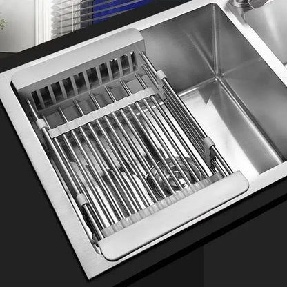 Panier Égouttoir Extensible pour Évier en Acier Inoxydable avec Panneaux Latéraux Réglables