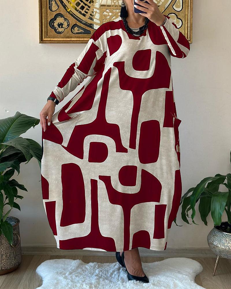 Robe à manches longues pour femmes avec imprimé tendance