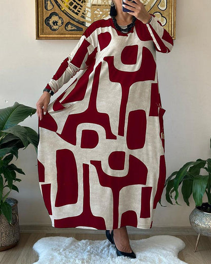 Robe à manches longues pour femmes avec imprimé tendance