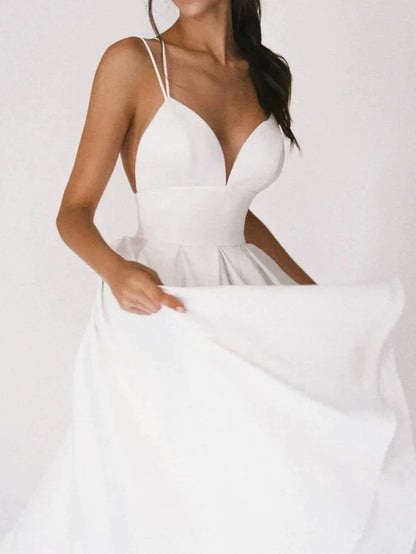 Robe A-Line Femme - Dos Croisé - Corsage Ajusté Sans Manches - Jupe Midi Flottante - Aurelles