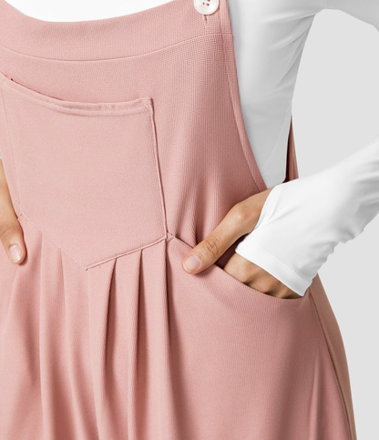 Salopette Femme à Jambes Larges - Coupe Détendue - Bretelles Boutonnées - Vêtements Légers Décontractés - Aurelles