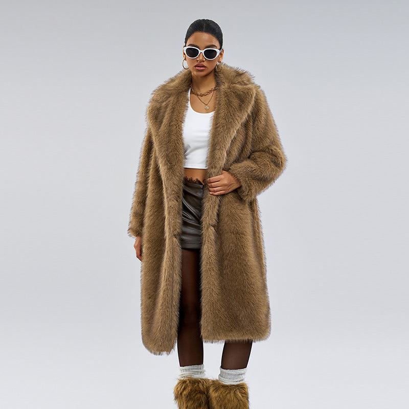 Manteau Long en Fausse Fourrure - Aurelles