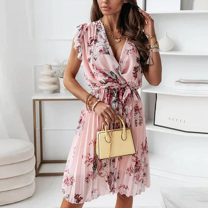 Robe Midi Enveloppante Fleurie pour Femmes - Légère et Élégante - Aurelles
