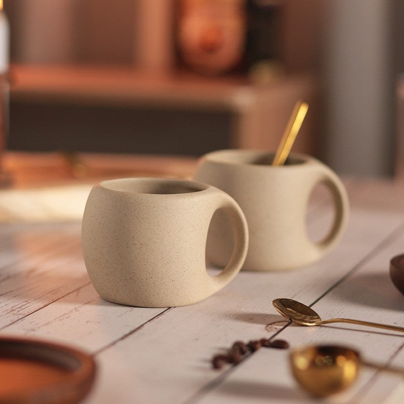 Ceramic Coffee Cup with Wooden Saucer and Stainless Steel Spoon