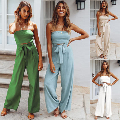 Combinaison Sans Manches pour Femmes - Pantalon Large - Taille Liée - Tissu Léger et Flottant - Aurelles