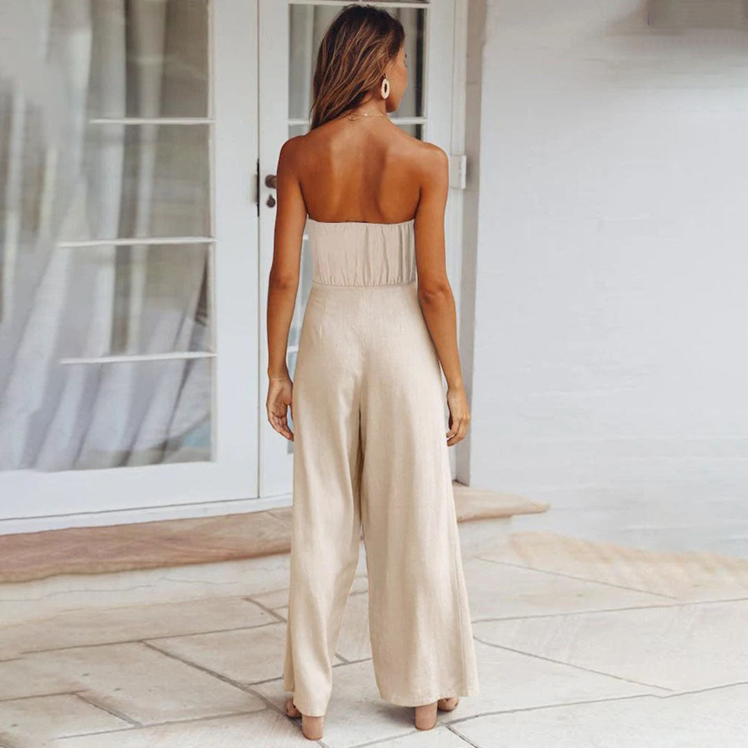 Combinaison Sans Manches pour Femmes - Pantalon Large - Taille Liée - Tissu Léger et Flottant - Aurelles
