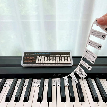 Guide Notes Piano Bandes Silicone Amovibles avec Double Portée pour Clavier 88 Touches Apprentissage Sans Adhésif