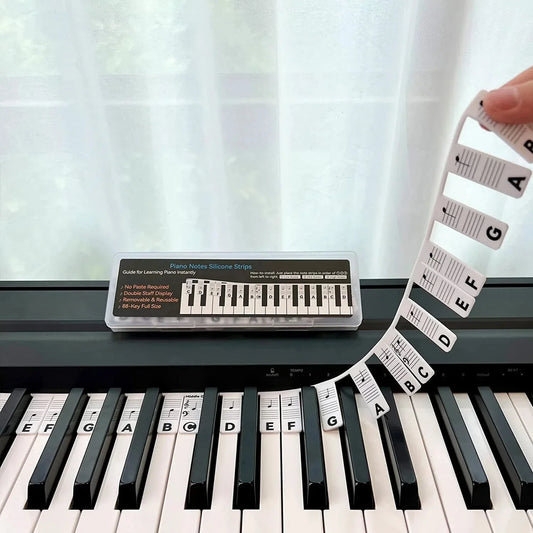 Guide Notes Piano Bandes Silicone Amovibles avec Double Portée pour Clavier 88 Touches Apprentissage Sans Adhésif