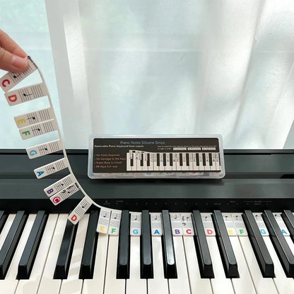 Guide Notes Piano Bandes Silicone Amovibles avec Double Portée pour Clavier 88 Touches Apprentissage Sans Adhésif