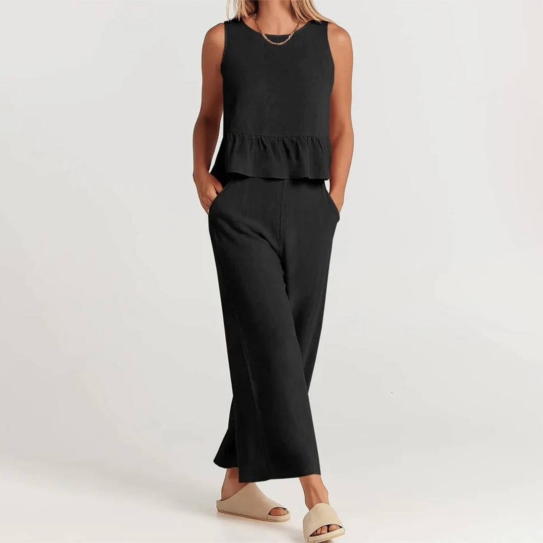 Combinaison Sans Manches Femme Légère et Chic Peplum - Aurelles
