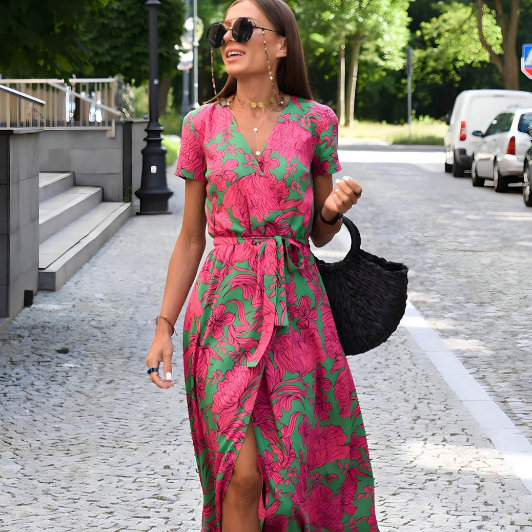 Robe à Col V pour Femmes – Design Élégant Sans Manches - Aurelles