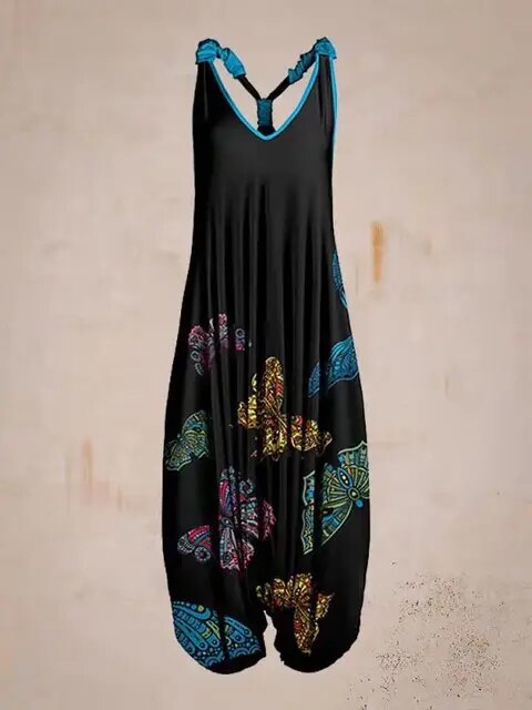 Combinaison Bohémienne Femme - Col Halter - Coupe Ample - Style Harem - Longueur Complète - Aurelles